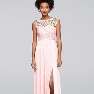 David’s Bridal Bridesmaid Dress with Lace Bodice